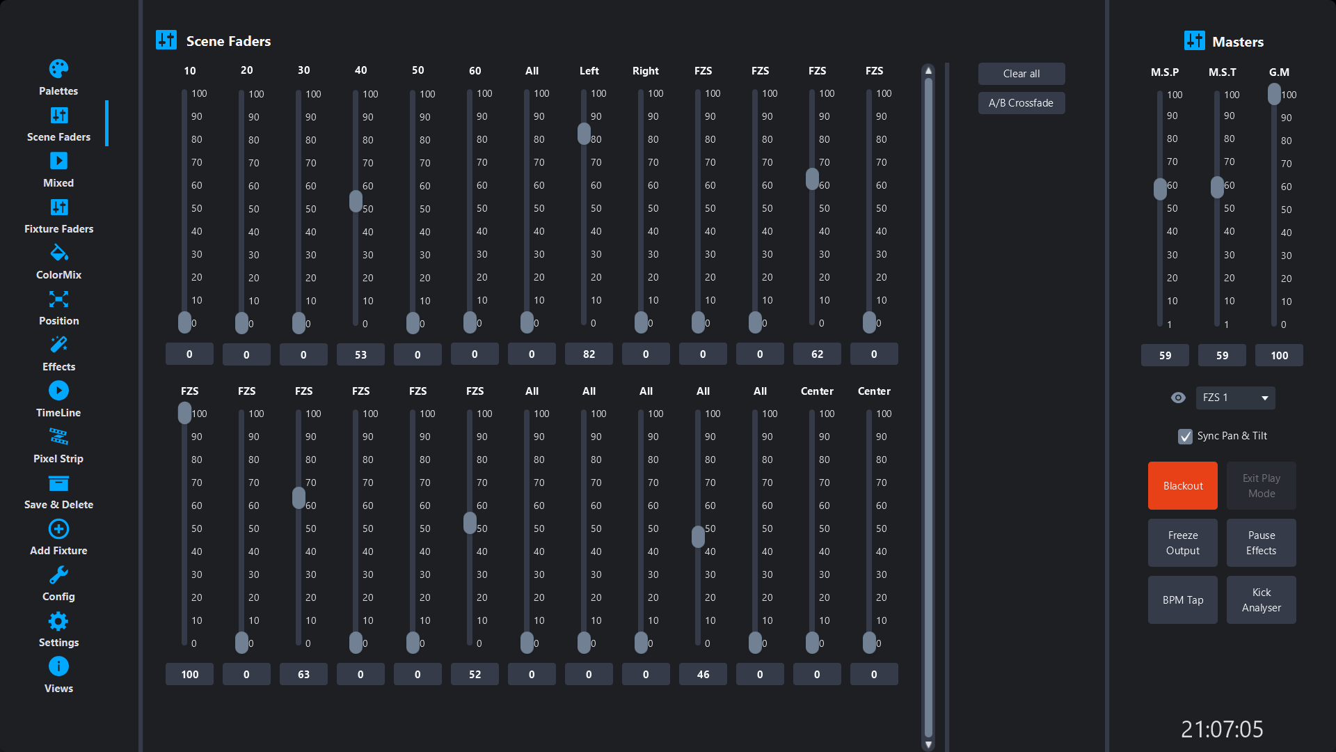 Scene faders in Simple DMX Controller